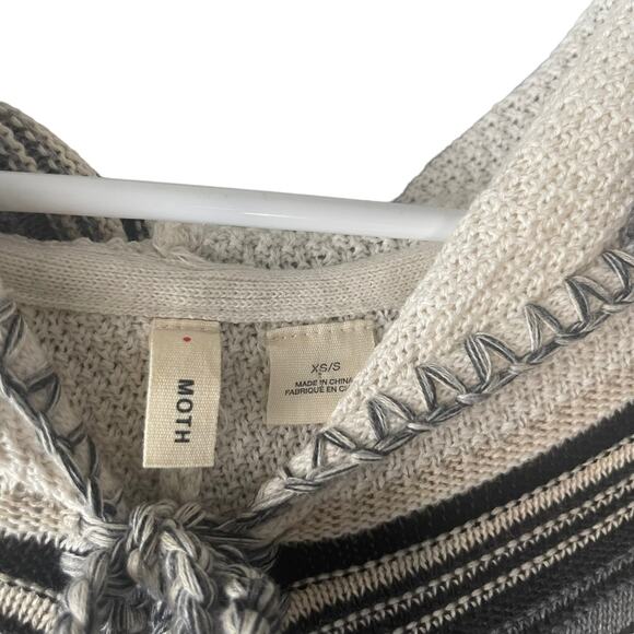 Anthropologie Moth Women's Size XS/S Striped Aztec Fringe Poncho Sweater - Picture 6 of 9